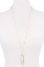 Acetate Oval Metal Edge Pendant Necklace | Mixtshop LLC