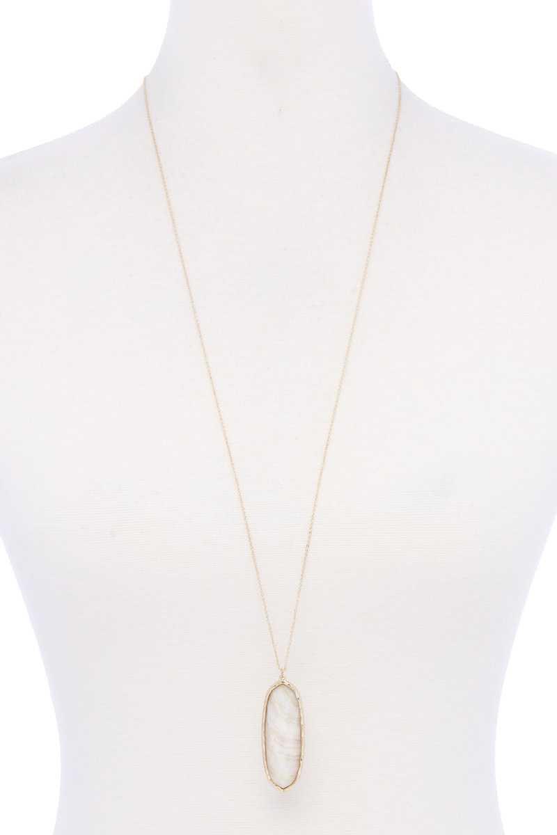 Acetate Oval Metal Edge Pendant Necklace | Mixtshop LLC