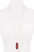 Acetate Oval Metal Edge Pendant Necklace | Mixtshop LLC
