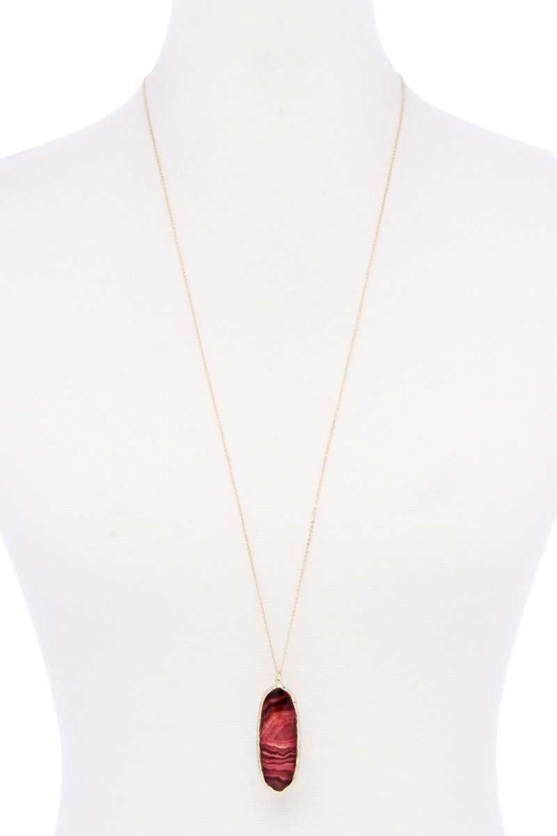 Acetate Oval Metal Edge Pendant Necklace | Mixtshop LLC