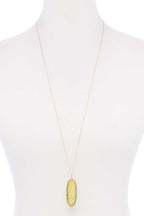 Acetate Oval Metal Edge Pendant Necklace | Mixtshop LLC