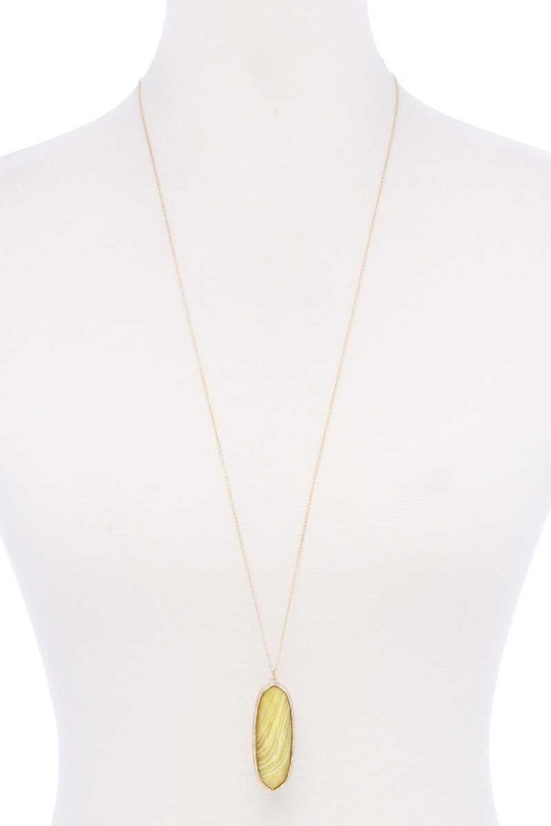 Acetate Oval Metal Edge Pendant Necklace | Mixtshop LLC