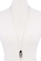 Acetate Oval Metal Edge Pendant Necklace | Mixtshop LLC