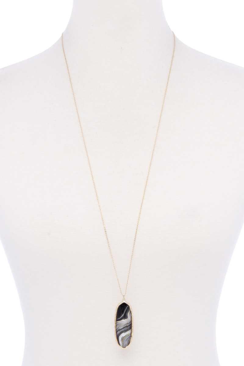 Acetate Oval Metal Edge Pendant Necklace | Mixtshop LLC