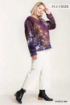 French Terry Tie-dye Raglan Long Sleeve Top With Raw Hem | Mixtshop LLC