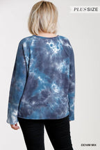 French Terry Tie-dye Raglan Long Sleeve Top With Raw Hem | Mixtshop LLC