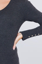 V-neck Sweater W/rivet Button | Mixtshop LLC