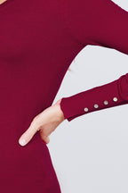 V-neck Sweater W/rivet Button | Mixtshop LLC