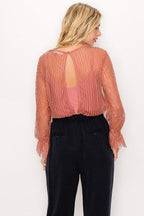 Lace Trim Shadow Stripe Bodysuit | Mixtshop LLC