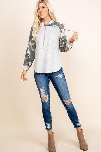 Solid French Terry Casual Hoodie Secondary image
