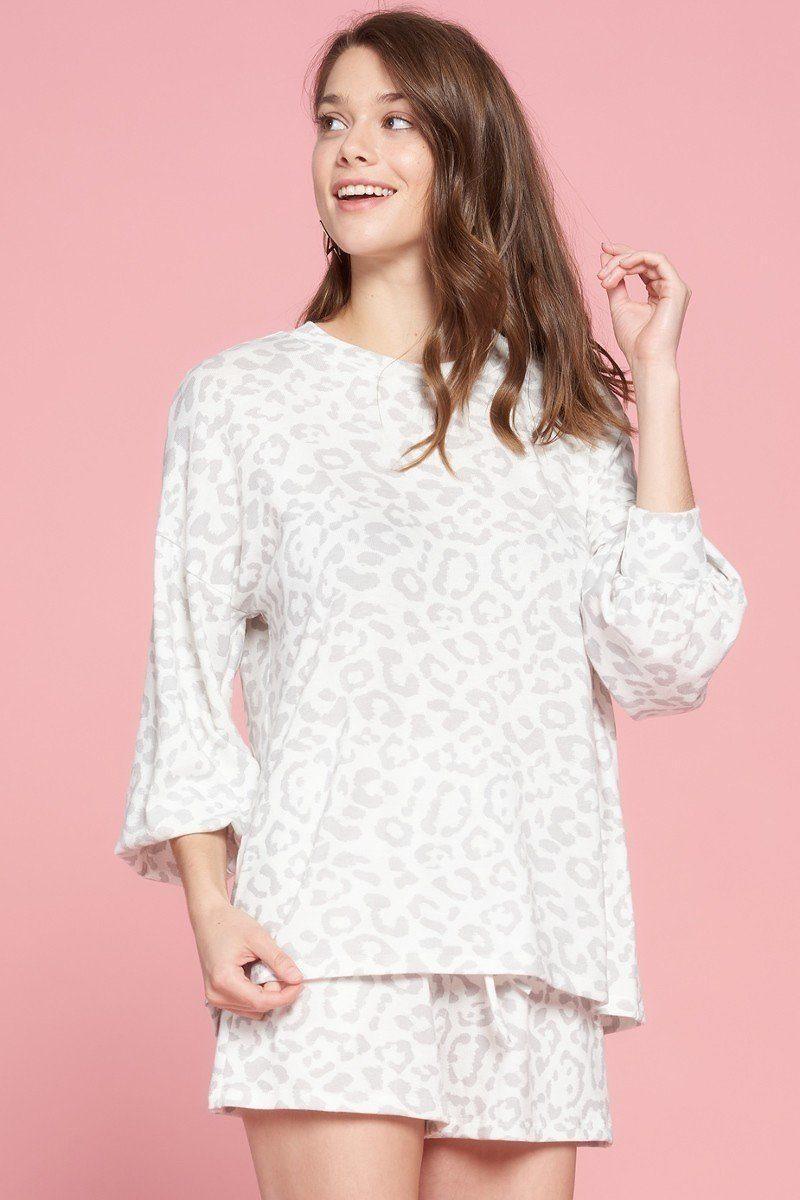Leopard Printed Knit Loungewear Set | Mixtshop LLC Main image