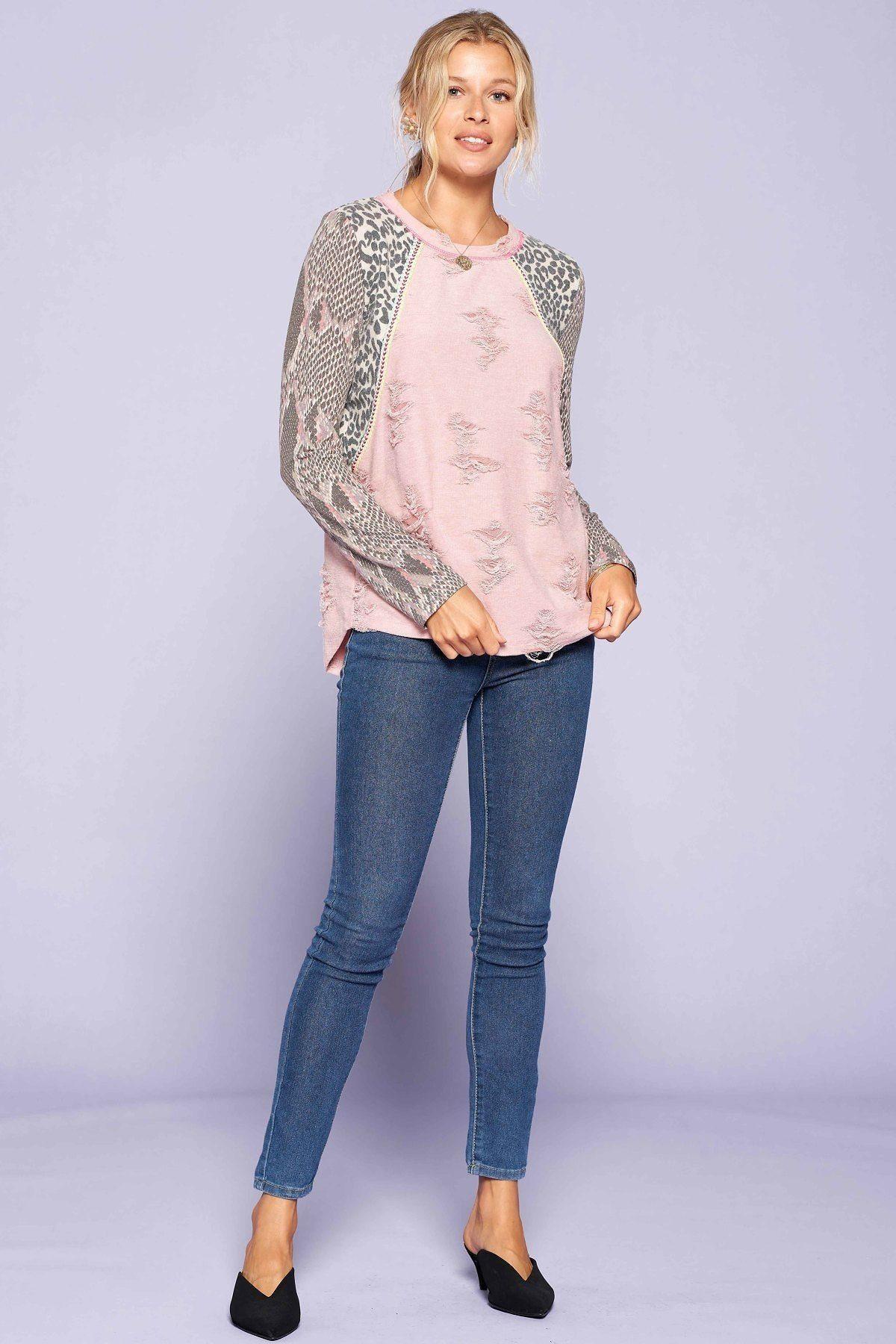 Pre-damaged Color-block Tee Secondary image
