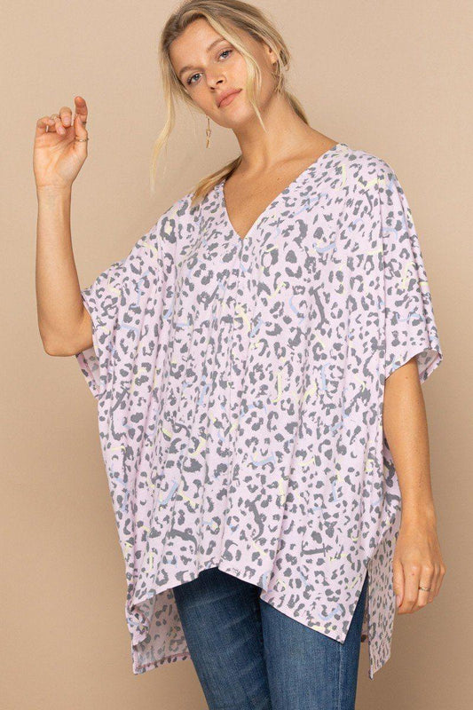 Leopard And Letter Printed Knit Top | Mixtshop LLC