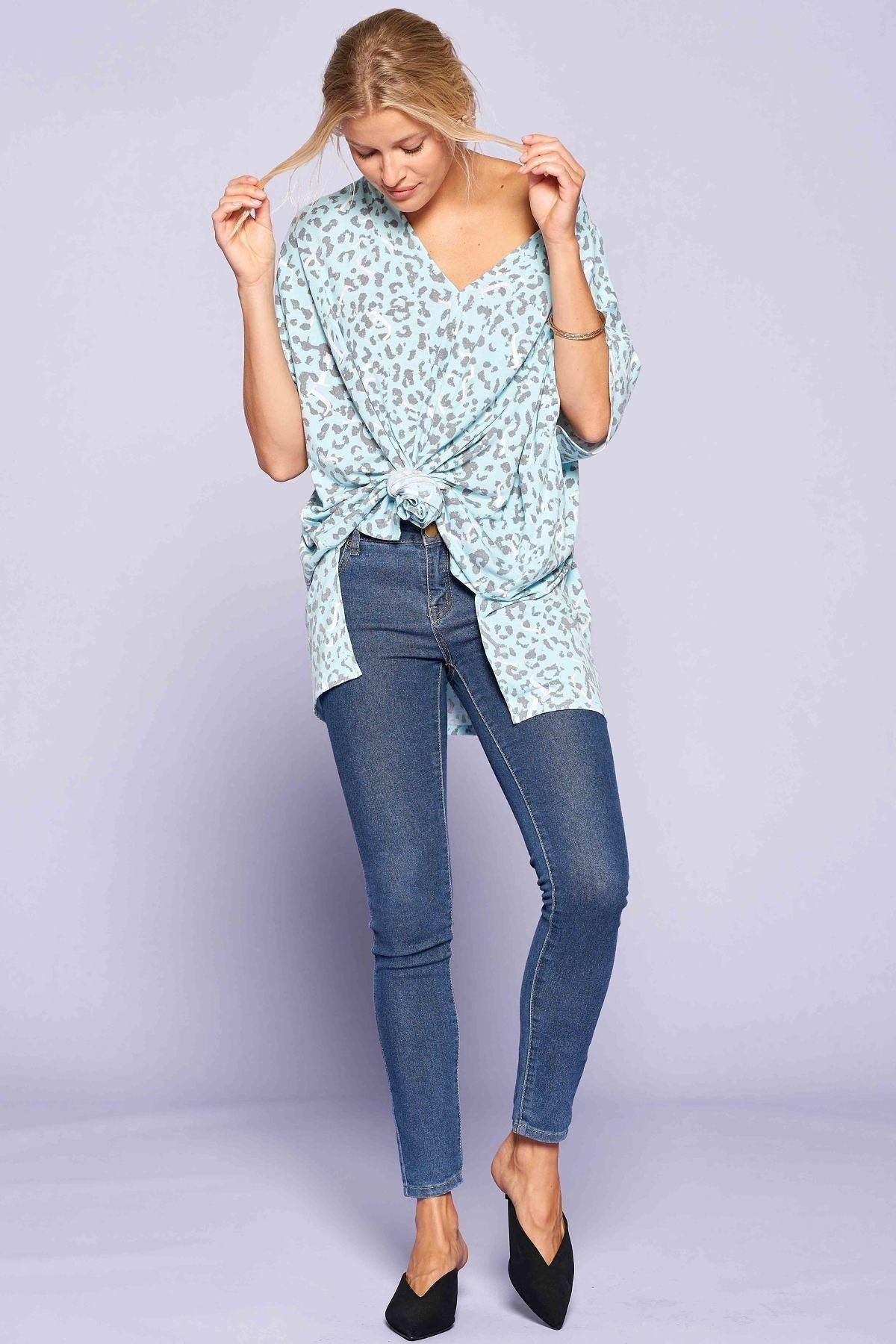 Leopard And Letter Printed Knit Top | Mixtshop LLC
