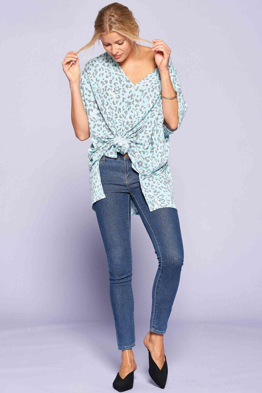 Leopard And Letter Printed Knit Top | Mixtshop LLC