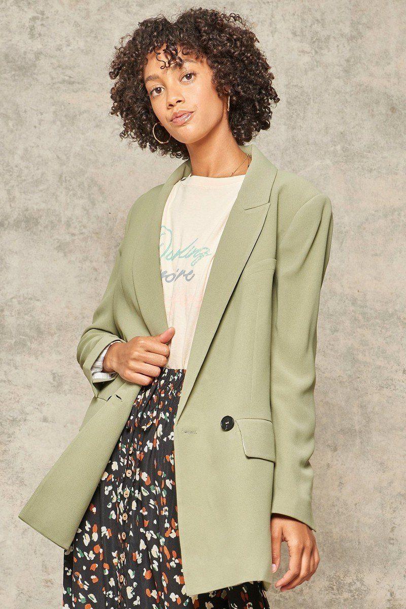 A Solid Woven Blazer Jacket | Mixtshop LLC Main image