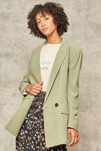 A Solid Woven Blazer Jacket | Mixtshop LLC