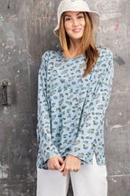 Leopard Printed Garment Dye Loose Fit Knit Top | Mixtshop LLC