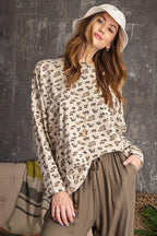 Leopard Printed Garment Dye Loose Fit Knit Top | Mixtshop LLC