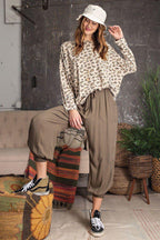 Leopard Printed Garment Dye Loose Fit Knit Top | Mixtshop LLC