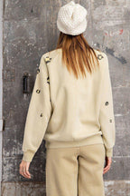 Long Sleeve Leopard Print Washed Terry Sweatshirt | Mixtshop LLC
