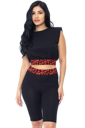 Shoulder Pad And Leopard Detailed Biker Shorts | Mixtshop LLC
