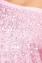 Sequin Wide Neck Boxy Mini Dress | Mixtshop LLC