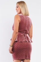 Quilted Glitter Print Sleeveless Bow Gathered Plunging V-neck Flare Hem Fitted Mini Dress | Mixtshop LLC