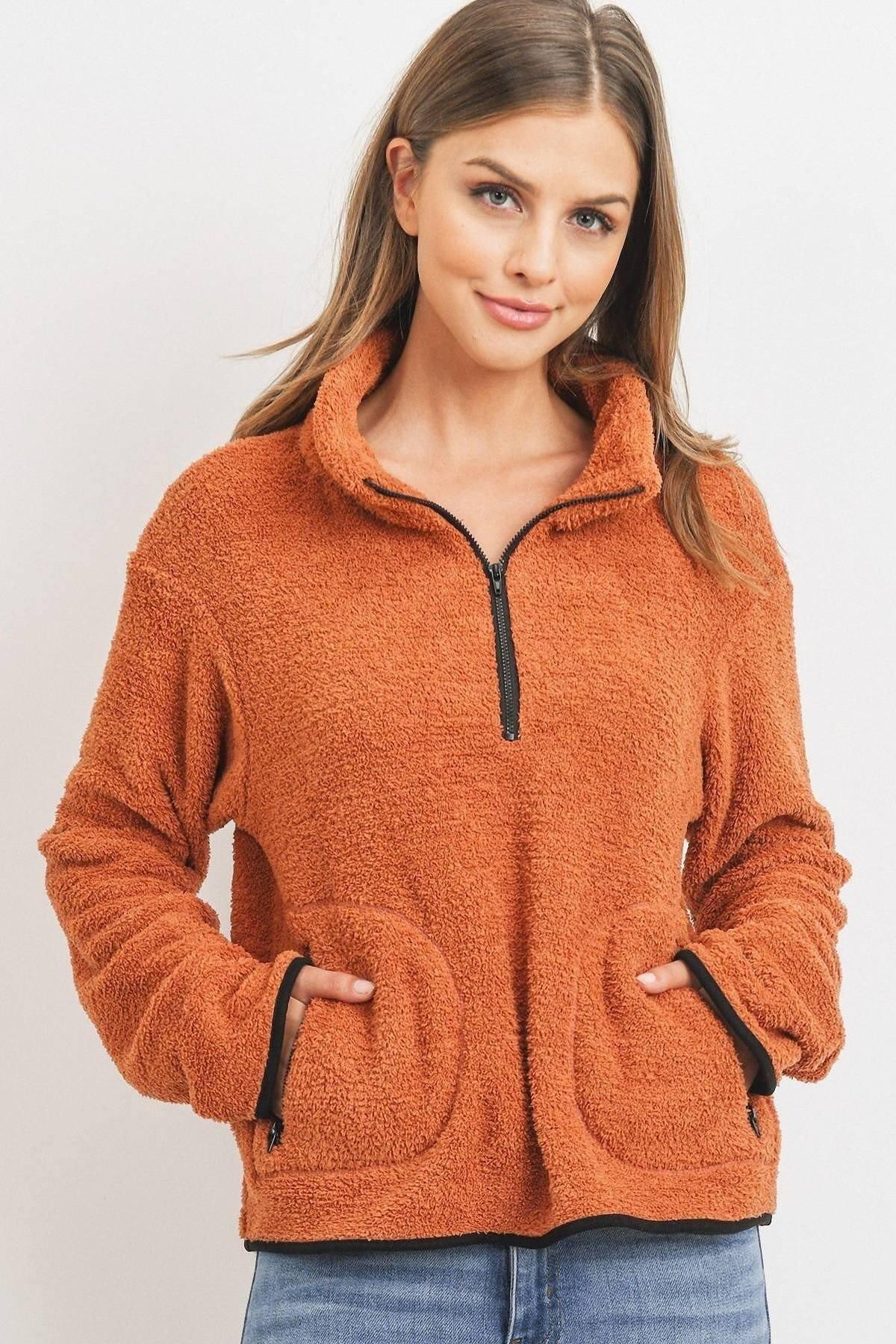 Long Sleeve Half Zipper Pullover Loopie Terry | Mixtshop LLC Main image