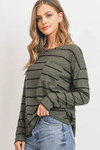 Striped Front Pocket Round Collar | Mixtshop LLC