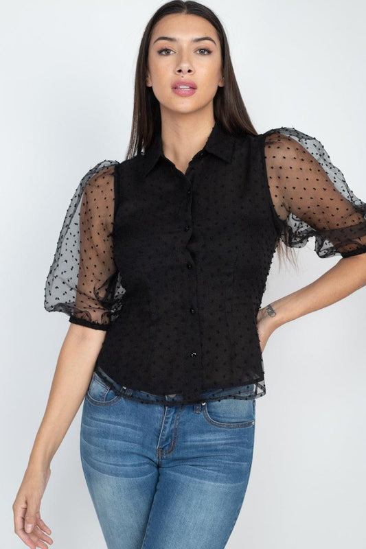 Contrast Dot Print Top | Mixtshop LLC