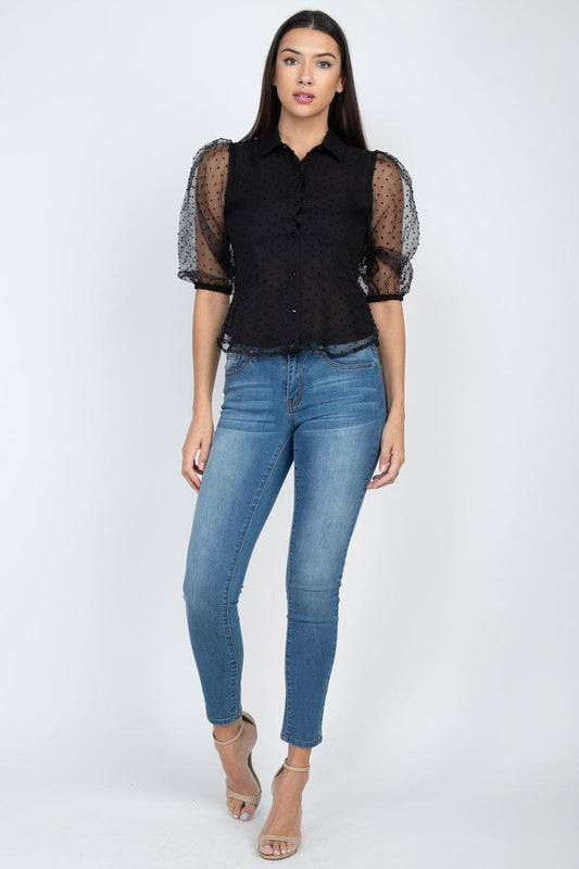 Contrast Dot Print Top | Mixtshop LLC