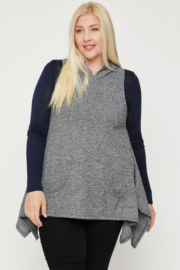 Plus Size Two Tone Knit, Sleeveless Top | Mixtshop LLC Main image