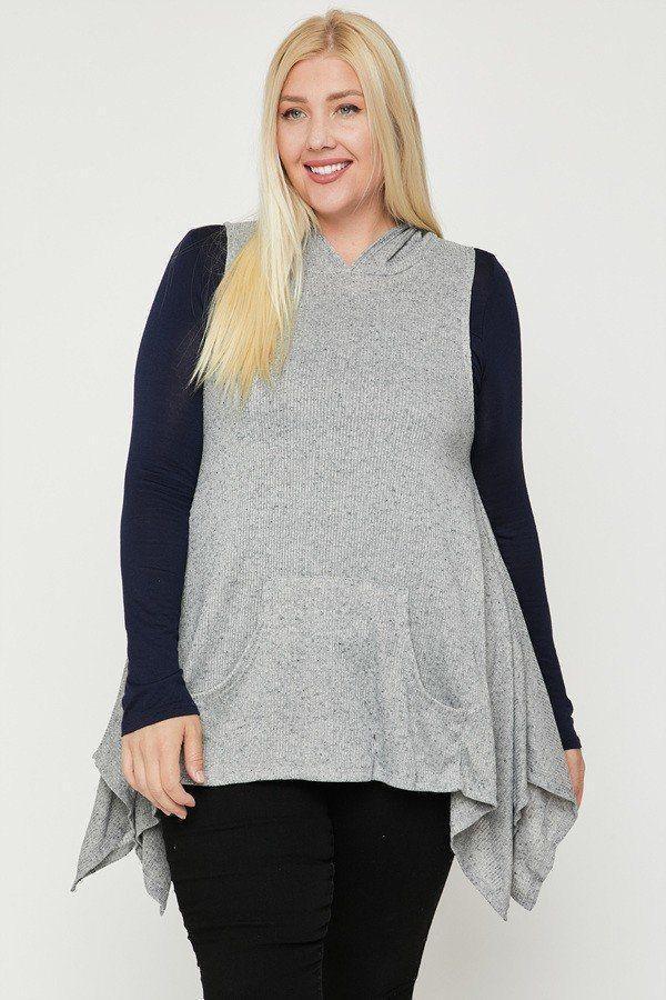 Plus Size Two Tone Knit, Sleeveless Top | Mixtshop LLC Main image