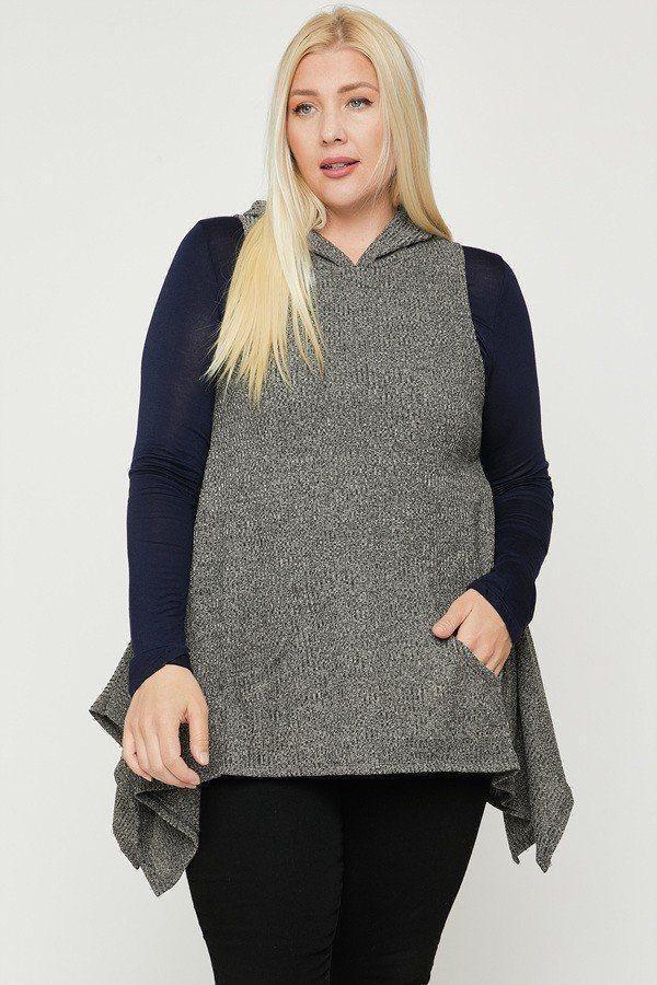 Plus Size Two Tone Knit, Sleeveless Top | Mixtshop LLC Main image