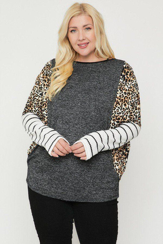 Plus Size Cheetah Print Long Sleeve Top | Mixtshop LLC