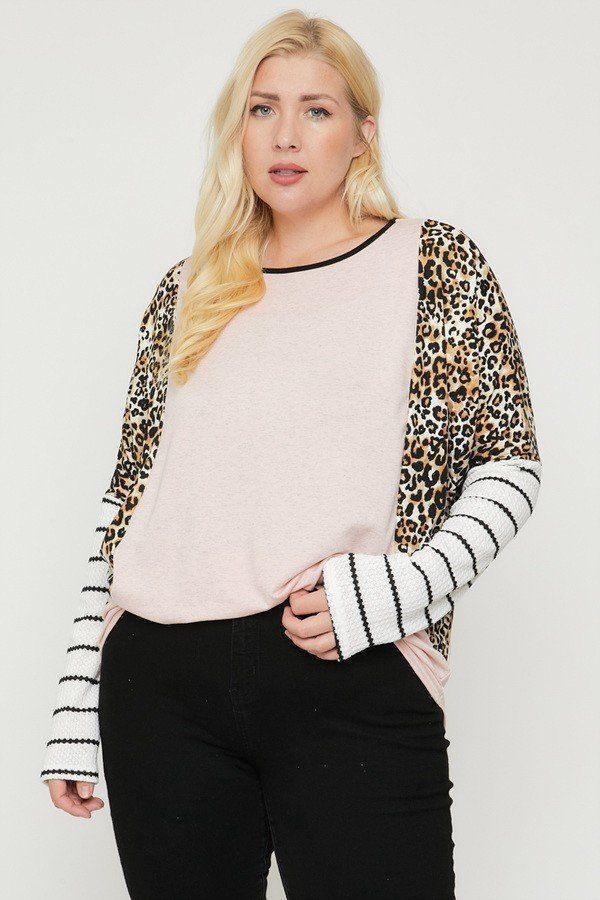 Plus Size Cheetah Print Long Sleeve Top | Mixtshop LLC Main image