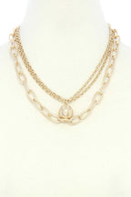 Metal Ball Oval Link Layered Necklace | Mixtshop LLC