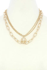 Metal Ball Oval Link Layered Necklace