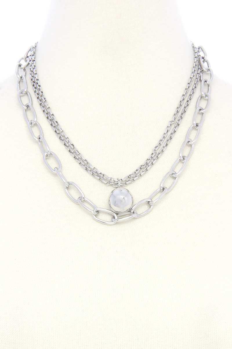 Metal Ball Oval Link Layered Necklace Secondary image
