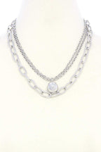 Metal Ball Oval Link Layered Necklace | Mixtshop LLC