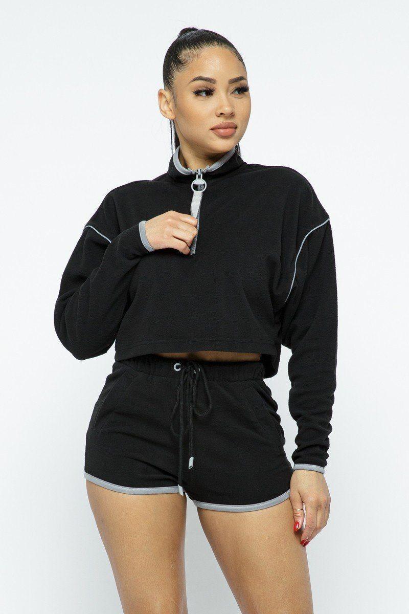 Sporty Crop Top Sporty High-waist Shorts Set | Mixtshop LLC Main image