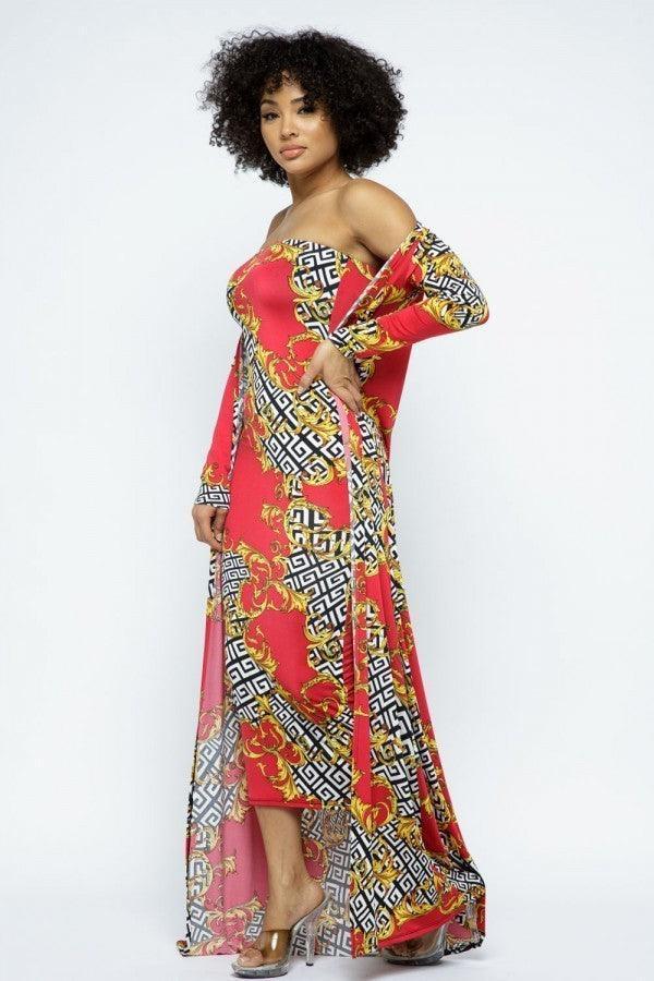 Venechia Print Tube Dress With Cardigan Set Secondary image