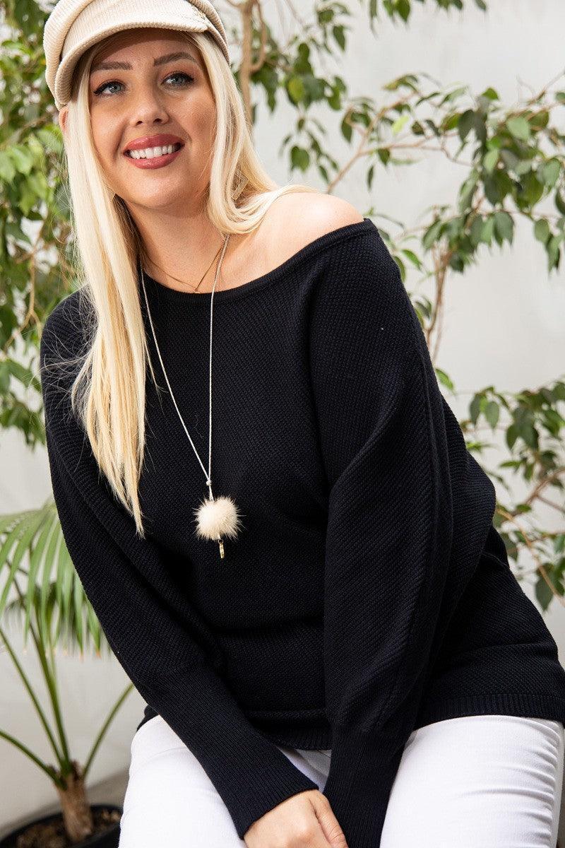 Round Neck Long Sleeve Solid Sweater | Mixtshop LLC
