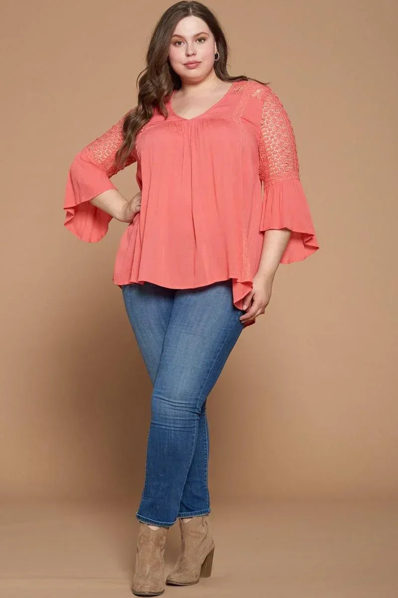 Solid Woven Babydoll Blouse Secondary image