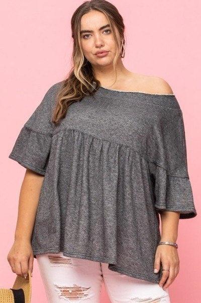 Solid French Pullover Terry Woven Top | Mixtshop LLC Main image