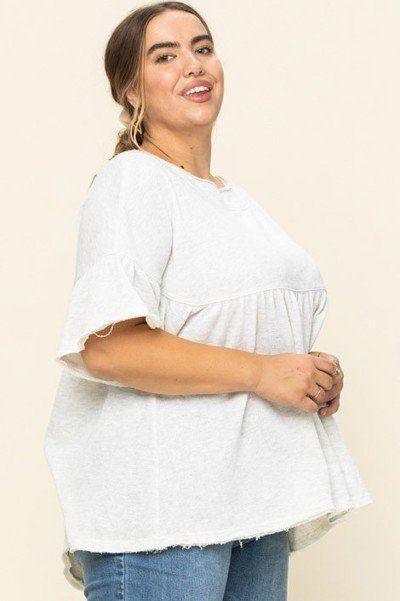Solid French Pullover Terry Woven Top | Mixtshop LLC