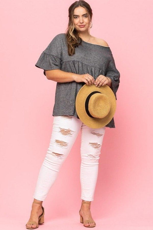 Solid French Pullover Terry Woven Top | Mixtshop LLC