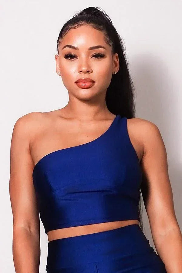 Sleeveless One Shoulder Bustier Crop Top | Mixtshop LLC Main image