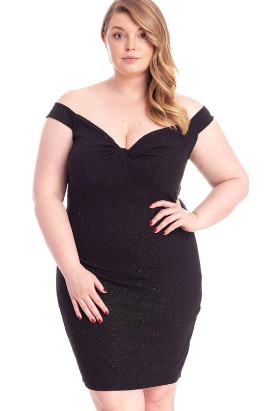 Glittered Off Shoulder Mini Dress | Mixtshop LLC